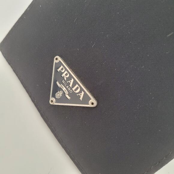 Prada Logo Men's Nylon Card Bill Wallet Bifold Black Designer Medium Vintage - Picture 9 of 10